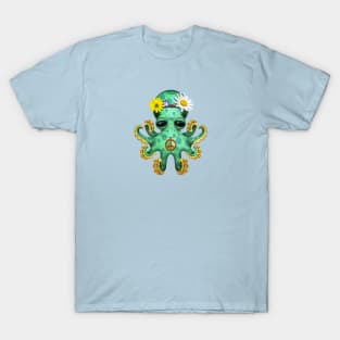 Cute Green Baby Octopus Hippie T-Shirt